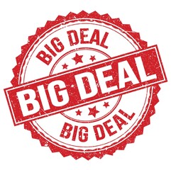 BIG DEAL text on red round stamp sign