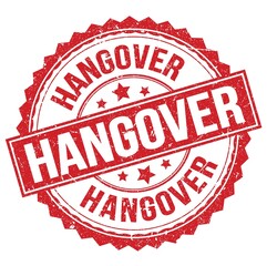 HANGOVER text on red round stamp sign