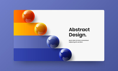Vivid handbill vector design layout. Amazing 3D spheres magazine cover concept.