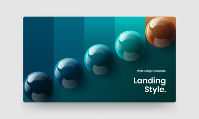 Bright magazine cover design vector concept. Multicolored 3D balls site template.