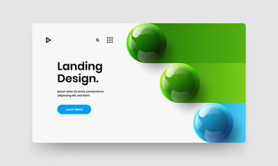 Modern website design vector layout. Simple realistic spheres corporate identity illustration.