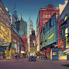 Comic Book Style City Background