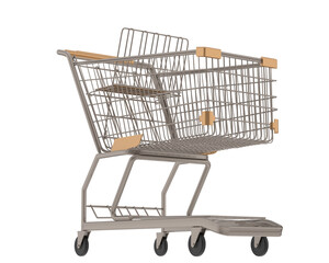 Grocery trolley on transparent background. 3d rendering - illustration