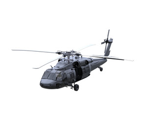 War helicopter on transparent background. 3d rendering - illustration