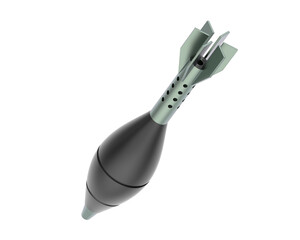 Mortar rocket explosive on transparent background. 3d rendering - illustration