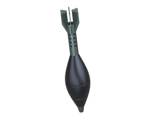 Mortar rocket explosive on transparent background. 3d rendering - illustration