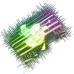 Abstract transparent glitch art texture element.