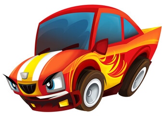 Fototapeta na wymiar cartoon cool looking sports car isolated illustration for children