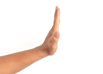 man hand showing stop gesture sign isolated on white background