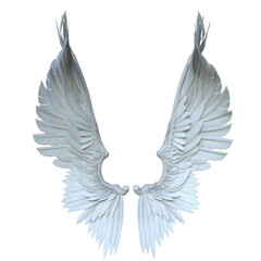 Fototapeta na wymiar 3D Rendered White Fantasy Angel Wings Isolated On Transparent Background - 3D Illustration