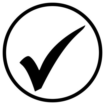 Häkchen Icon schwarz als Zeichen für Check, Abhaken, Prüfung oder Lösung