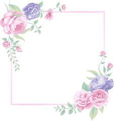 Obraz na płótnie Canvas Beautiful Rose Flower and botanical leaf digital painted illustration for love wedding valentines day or arrangement invitation design greeting card