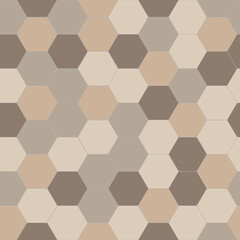 Fototapeta na wymiar Ceramic tile hexagonal wall or floor decoration, beige mosaic brick seamless pattern for background.