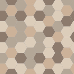 Ceramic tile hexagonal wall or floor decoration, beige mosaic brick seamless pattern for background.