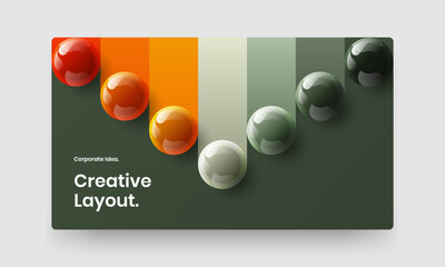 Geometric realistic balls front page layout. Original company brochure vector design illustration.