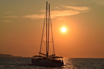 Sailboat at sunset in Croatia