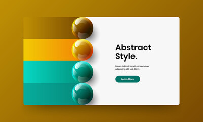 Simple 3D balls front page layout. Original site vector design illustration.
