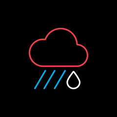 Raincloud with raindrop vector icon. Weather sign