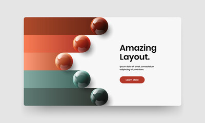 Amazing corporate cover design vector concept. Bright realistic spheres landing page layout.