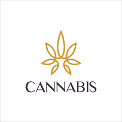 Line art Cannabis leaf logo vector