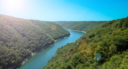 Dordogne river and forest in France
