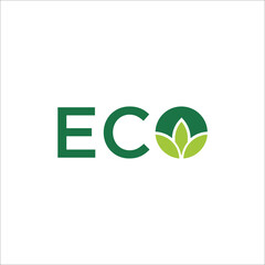 Eco and leaf logo text vector design
