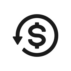 Money return, chargeback, refunds, cashback, exchange icon isolated on white background. Vector illustration