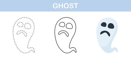 Ghost tracing and coloring worksheet for kids