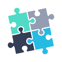 Four pieces of puzzle. Teamwork infographic concept.