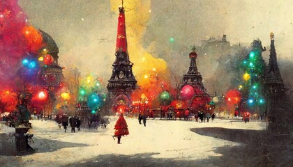Paris, Christmas, avant-garde, high-chroma, fine detail