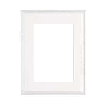 Wooden white frame portrait picture with passepartout.