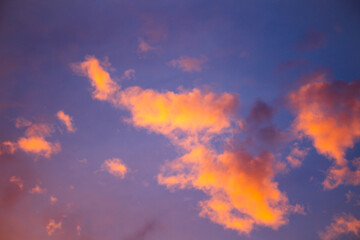 Fototapeta na wymiar orange clouds in the sky