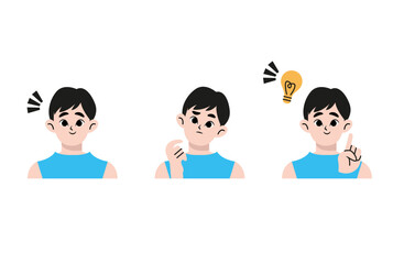 A woman who is worried and a woman who has solved it. Flat vector illustration isolated on white background