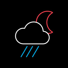 Raincloud with moon vector icon. Weather sign