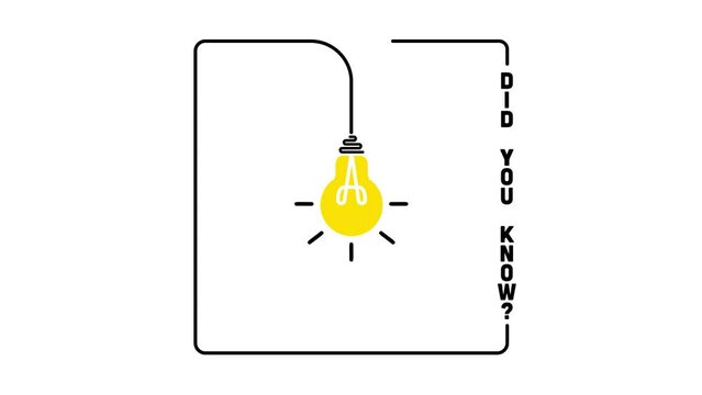 Did You Know label design with light bulb and rays. Logo design