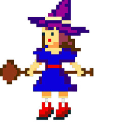 Fototapeta premium Pixel Art Style Witch
