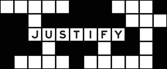 Alphabet letter in word justify on crossword puzzle background