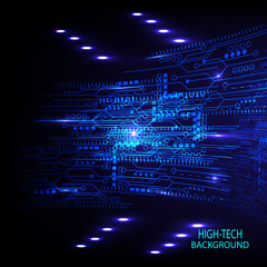 circuit board background, geometric technology background, glow high tech circuit.