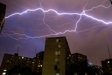Big lightning bolt on a stormy night 