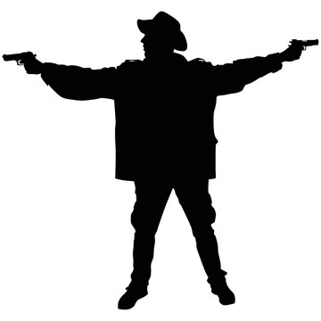 silhouette cowboy holding guns clip art preview