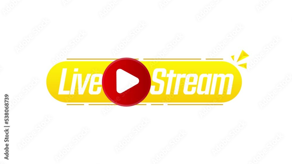 Poster live streaming banner sign. online translation icon. internet stream button line design
