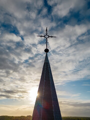 Silhouette of a christian church in sunset. High quality photo