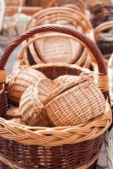 handmade wicker baskets at the market