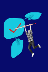 Creative 3d photo artwork graphics painting of arms hands pointing fingers checkbox place guy...
