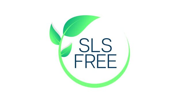 Sls free animation icon circle badge sign. Non Genetically modified organism emblem sticker. Organic food stamp