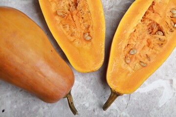 delicious pumpkin cut on the table