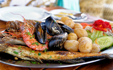 Fresh seafood platter ready to be served