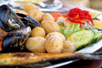 Fresh seafood platter ready to be served