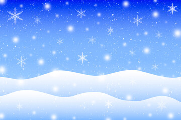 雪が降り積もる冬の背景。
クリスマスがコンセプトの背景。