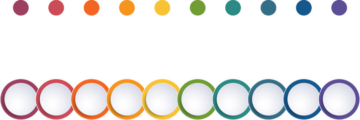 Timeline from colored circles, infographic for ten positions, isolated